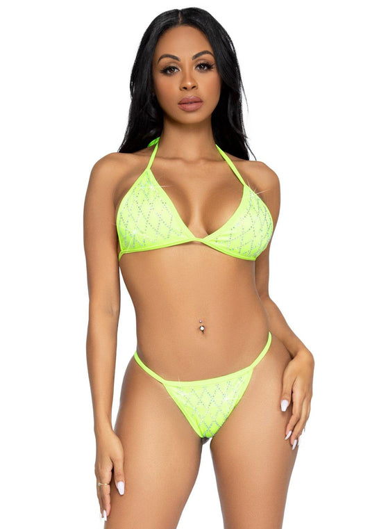 Ensemble de bikini Domino jaune - Leg Avenue