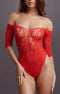 Body ouvert Rhinestone - Rouge