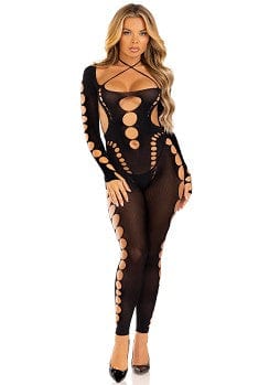 Seamless footless bodystocking-Noir