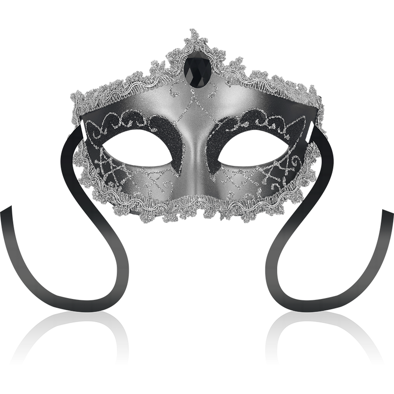 Masque Vénitien Élégant en Gris Noir pour des Soirées Envoûtantes