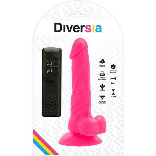 DIVERSIA - DILDO VIBRANT FLEXIBLE ROSE 18 CM -O- 4 CM