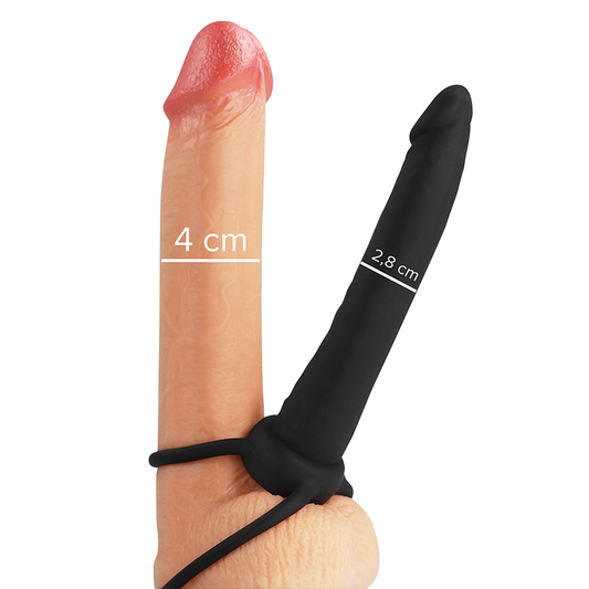 MYTHOLOGY - GODE ANAL COBI ONYX AVEC ANNEAU DE BITE ET TESTICULE 13 CM EN SILICONE