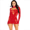 Mini-robe sexy en dentelle rouge à manches longues