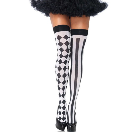 Chaussettes Haute Arlequin Noir/Blanc