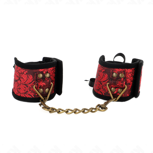 KINK - ATTACHE-POIGNETS SCANDAL DÉTAILS DENTELLE ROUGE-NOIR 24,5 CM X 6,5 CM