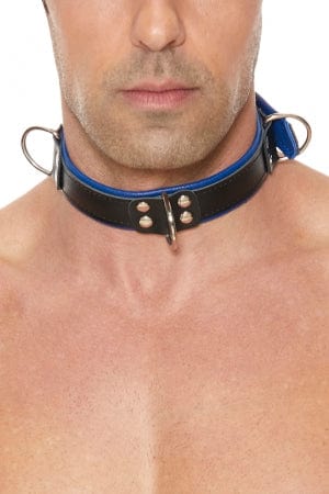 Collier Bondage Deluxe bleu et noir - Ouch!