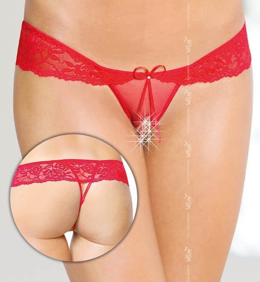 String ouvert avec strass - Rouge